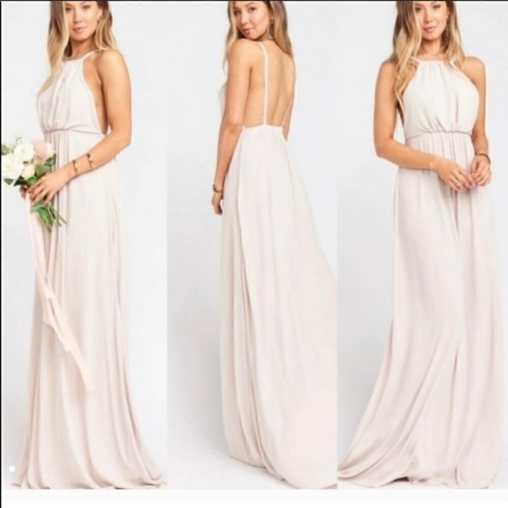 Show Me Your Mumu Amanda Backless Maxi Bridesmaid Dress Cream L wedding summer